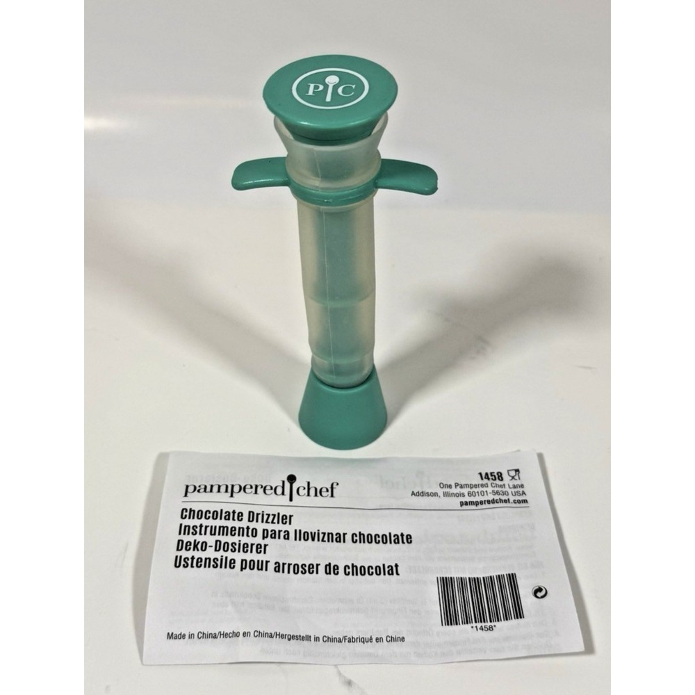 Pampered Chef Chocolate Drizzler Kitchen Tool Teal 1458 Decorating Plunger